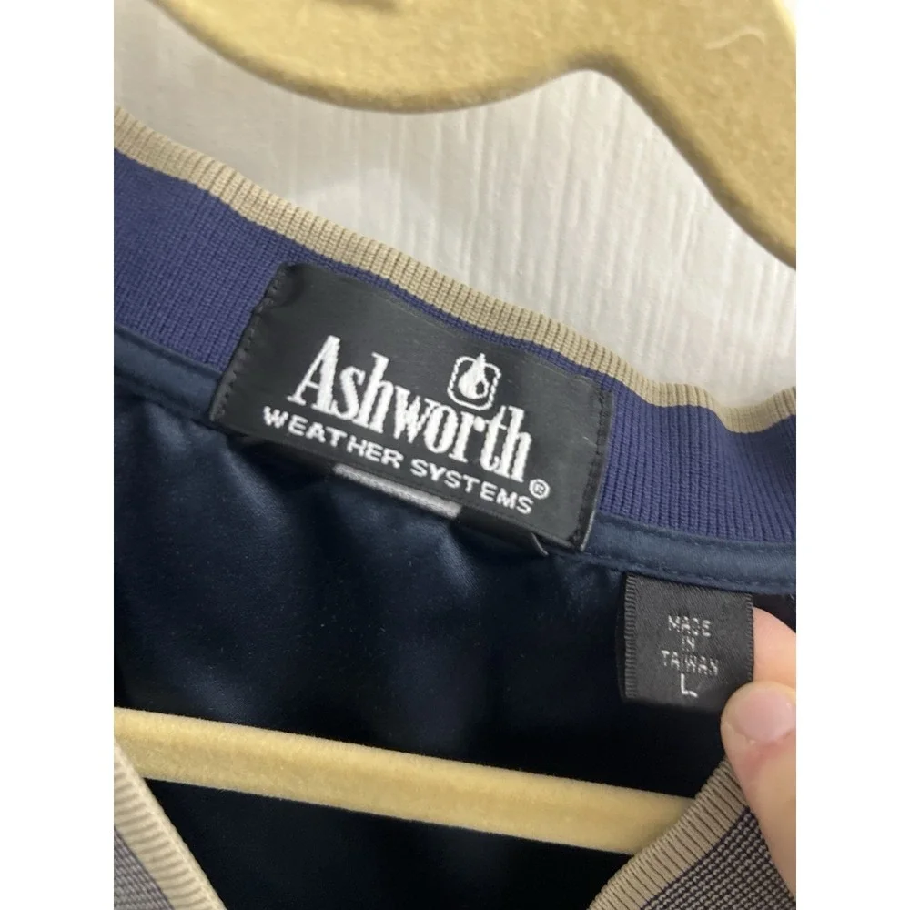 Ashworth Weather Systems Men's L Navy Blue V-Neck Pull Over With Pockets